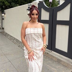 NEW Strapless Pink Floral Maxi Dress